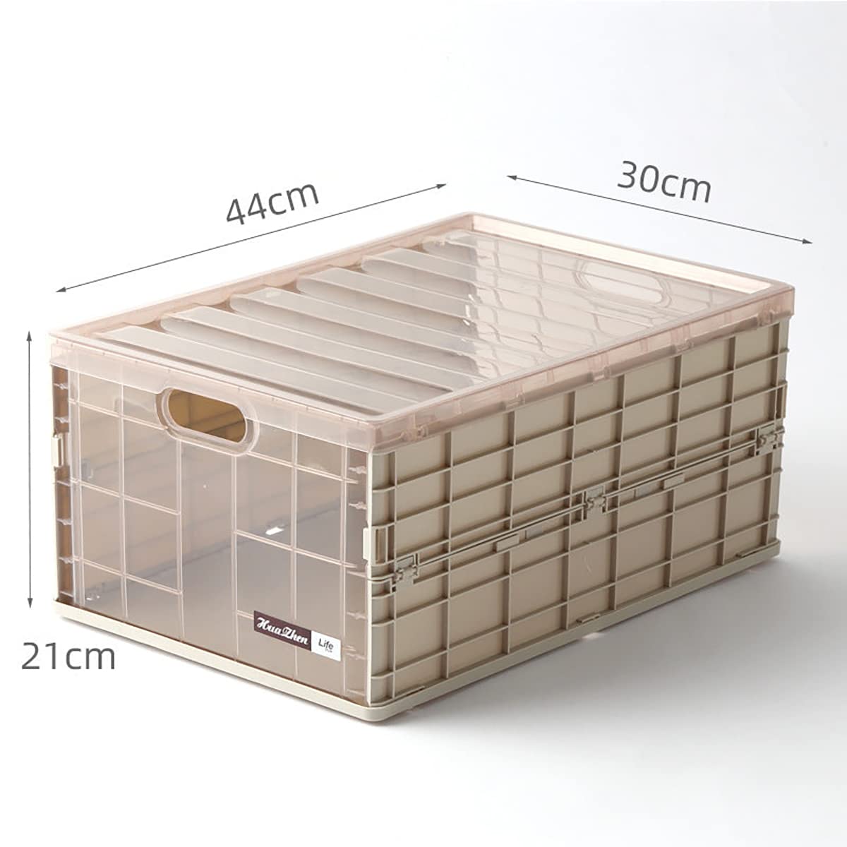 SYGA Large Carrat Storage Box Plastic Foldable Transparent Belt Cover Clothes Toy Book Snack Size Finishing Box(Khaki)