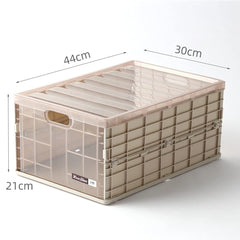SYGA Large Carrat Storage Box Plastic Foldable Transparent Belt Cover Clothes Toy Book Snack Size Finishing Box(Khaki)