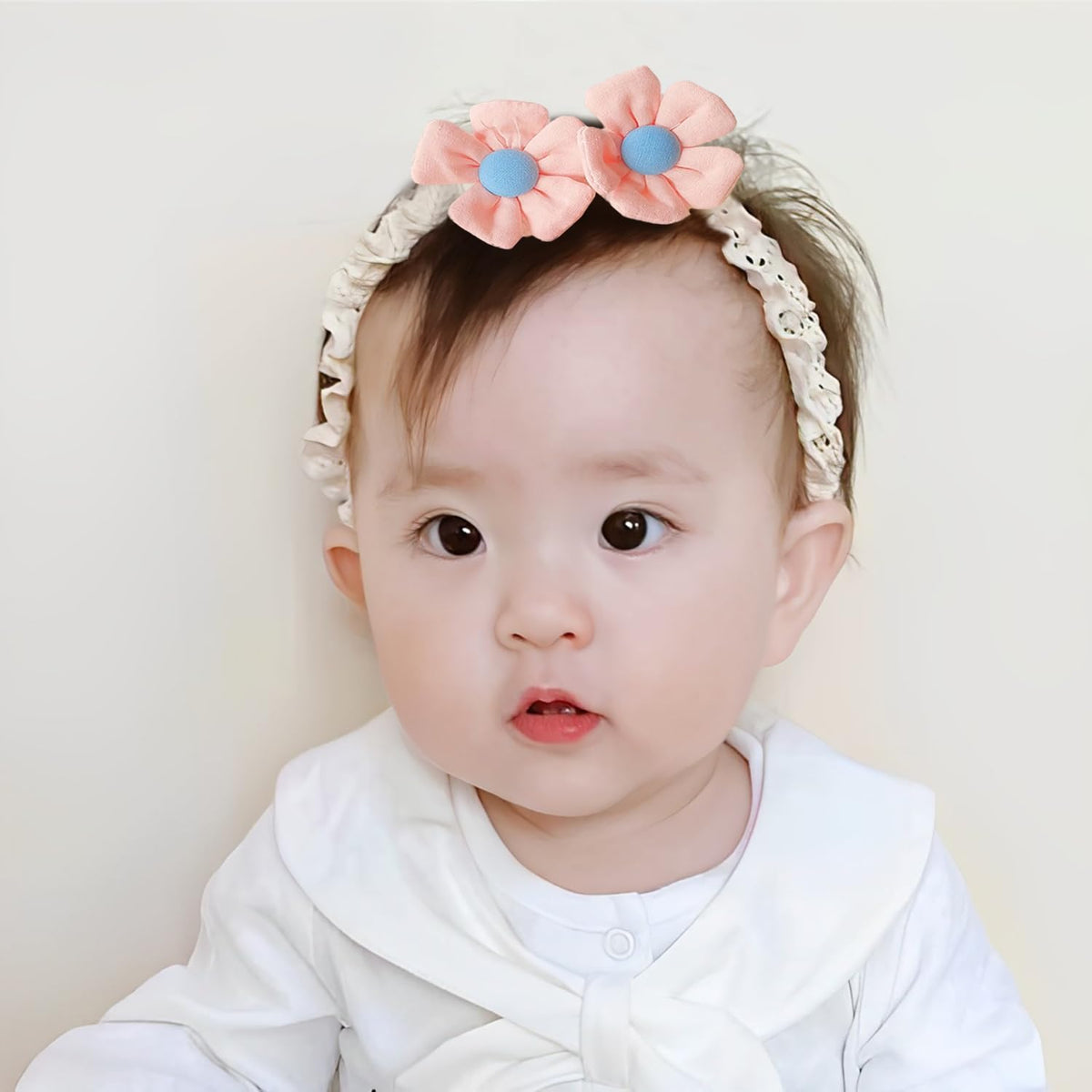 SYGA 3 Pcs Baby Girl Headband Soft Flower Bow Strechable Hairband Suitable For Newborns, Infants, Toddlers and Kids 0-3 Years(Color - 1042)