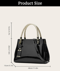 SYGA Women's Glossy Patent Leather Handbag Large Capacity Bag Suitable Gift for a festival,occasion,Birthday(BLACK)