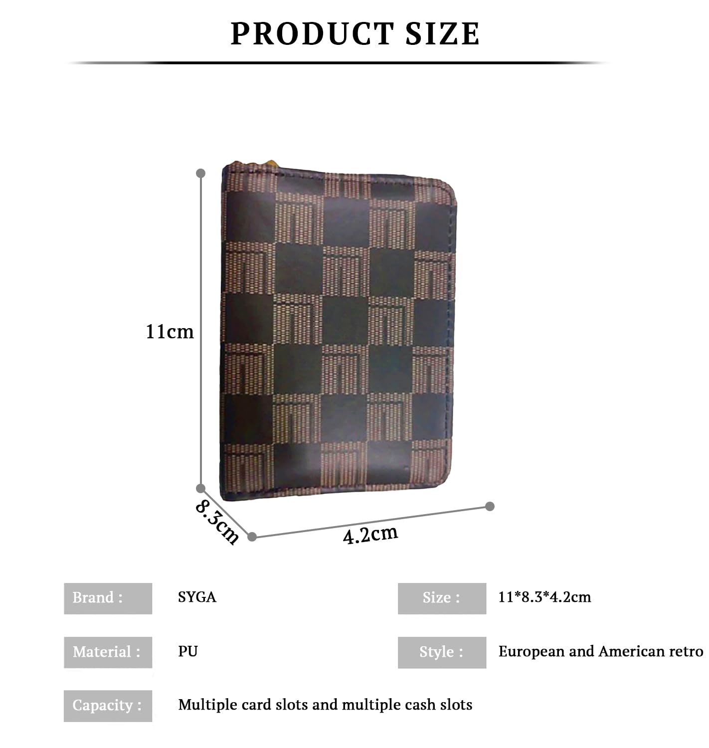 SYGA Women's Fashion Wallet, Double Zipper with Card Slots and Coin Pouch(Brown)
