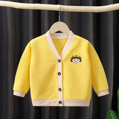 MOMISY Baby Boy & Girls Sweater Jacket Front Open Cardigan (3 to 4 Years, Yellow)