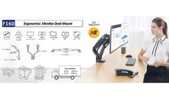 TECVITY - F160 17" to 30" Gas-Strut Dual Monitor Desk Mount Arm 17" - 30" up to 9 Kg per Arm