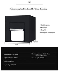 SYGA Light Box Photo Studio 50Cm x 50 cm Professional Photography Tent with LED Lights