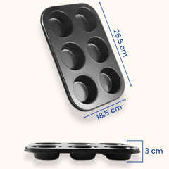 Syga 1Pcs Muffin Cup Cake Tray for 6 Muffins Bakeware Silicone Muffin Pan_Black