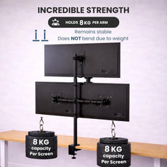 Triple Monitor Arm for 13–27” Screens, 3 Screen Full Motion Desk Mount Stand, Heavy Duty with 180° Swivel, 360° Rotation, +90°/-85° Tilt, VESA 75x75/100x100, 8kg Load per Arm