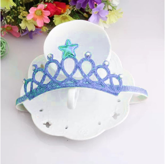 SYGA 1 Piece Children's Crown Star Hair Headband Baby Girls Photo Hair Accessories Baby Stretch Jewelry Hair Band (Black Diamond)