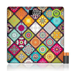 ANT Flora Mandala Digital Personal Weighing Scale for Body Weight | 180kg Capacity | 50g Accuracy | High Precision Strain Sensor | 4mm Tempered Glass | LCD Display | Auto On/Off | 40 Months Warranty