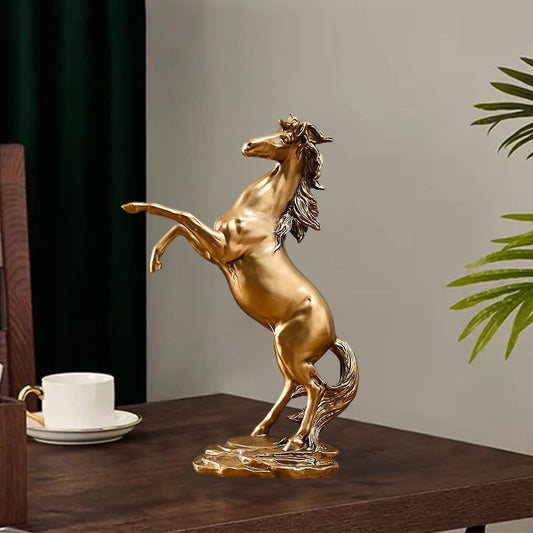 SYGA Atmospheric Golden Horse Resin Ornaments Home Office Wine Cabinet Bookcase TV Cabinet Model Room Decoration