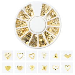 SYGA 6 Boxes Nail Art Gold Metal Decoration Nail Studs Supplies Clear Rhinestones Mix Colorful Pearls 3D Star Moon Rivet Nail Jewels Decoration
