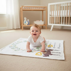 MOMISY Baby Milestone Blanket and Props for Baby's |1 to 12 Months Prop |Baby Bedding |Ac Room Blanket for Summer|Newborn| Infants Winter Blanket(Bear)