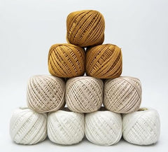 Crochet Cotton Thread Yarn Combo, 10 Rolls for Knitting, Crochet, Embroidery and Craft Making, Soft Decorative Thread for Handmade DIY Projects, Yellow & Green