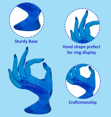 SYGA Hand Shape Ring Holder Jewelry Display Polyresin Mannequin Shaped Jewelry Stand Bracelet Holder for Home, Retail Stores, Jewelry Retailers - Transparent Blue