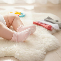 MOMISY Baby Girl Boys Non Slip Regular Socks Toddlers Infant Warm Cotton Stretch Anti-Slip -6 Pairs (DottedFemale, 0 to 6 Months), Multicolor