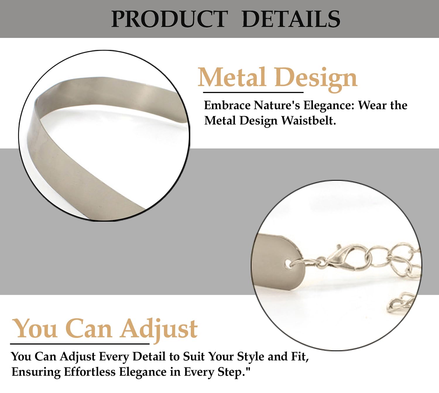 SYGA Women's Waist Chain, Iron Girdle, Women's Skirts,Dresses Versatile Metal Wide Accessories(wp191-2 silver)