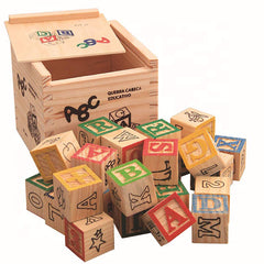 Syga 27 PCS Wooden Blocks for Toddlers 1-3 Large, 26 Alphabet Number Animals Wood Blocks Puzzle Games for Babies, Montessori Learning Blocks for Toddlers 3-5 in a Box Storage case