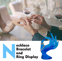 SYGA Hand Shape Ring Holder Jewelry Display Polyresin Mannequin Shaped Jewelry Stand Bracelet Holder for Home, Retail Stores, Jewelry Retailers - Transparent Blue