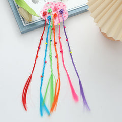 SYGA Girls Braided Wigs, Colorful Hair Accessories, Braided Hair Clips(Gripper beads Flowers)