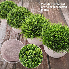 Dekorly® 4 Packs Artificial Potted Plants Bathroom Fake Shelf Plant Office Table Decor Mini Green Faux Topiary Kitchen Cabinet Farmhouse Decorations (4 Plastic Pots)