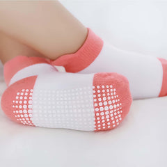 MOMISY Girl Boys Regular Socks Kids Toddlers Cotton Stretch Anti-Slip Anti Skid Silicone -6 Pairs (DottedFemale-2Color, 3 to 5 years), Multicolor
