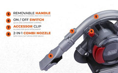 BLACK+DECKER PD1200AV-B1 12V Corded Dustbuster Flexi Auto Handheld Vacuum Cleaner, 560 ml Bowl Capacity, Car Vacuum Cleaner, 5 Meter Cable, 1 Year Manufacturer Warranty