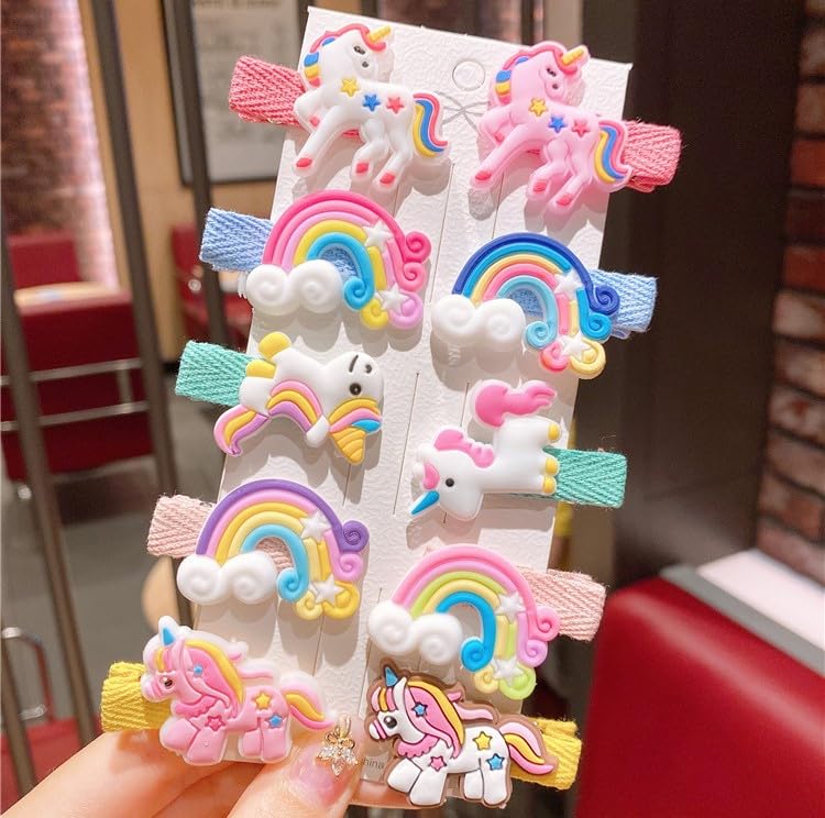 SYGA 10 Pcs Baby Hair Clip For Girl Alligator Hair Accessory For All Type of Infant Toddler Design Animal Cartoon Butterfly Mickey Mini Puppy Fish Unicorn Elephant