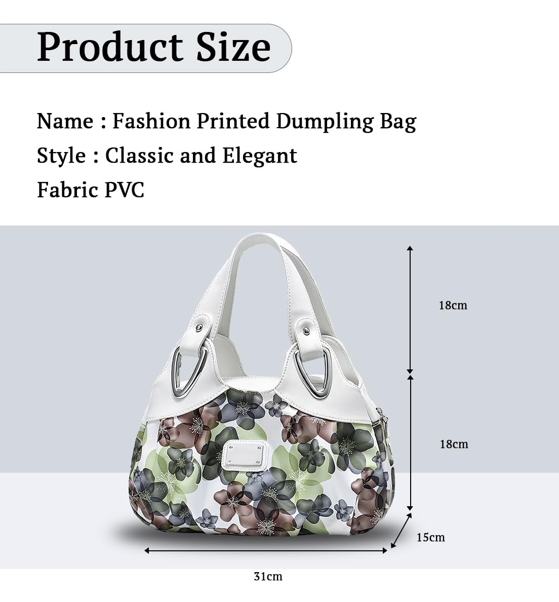 SYGA Women's Printed PU Leather Hobo Bag, Multiple Colors and Patterns, Crossbody Shoulder(WHITE FANTASY GREEN FLOWERS)