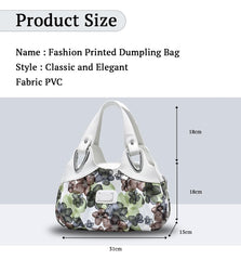 SYGA Women's Printed PU Leather Hobo Bag, Multiple Colors and Patterns, Crossbody Shoulder(WHITE FANTASY GREEN FLOWERS)
