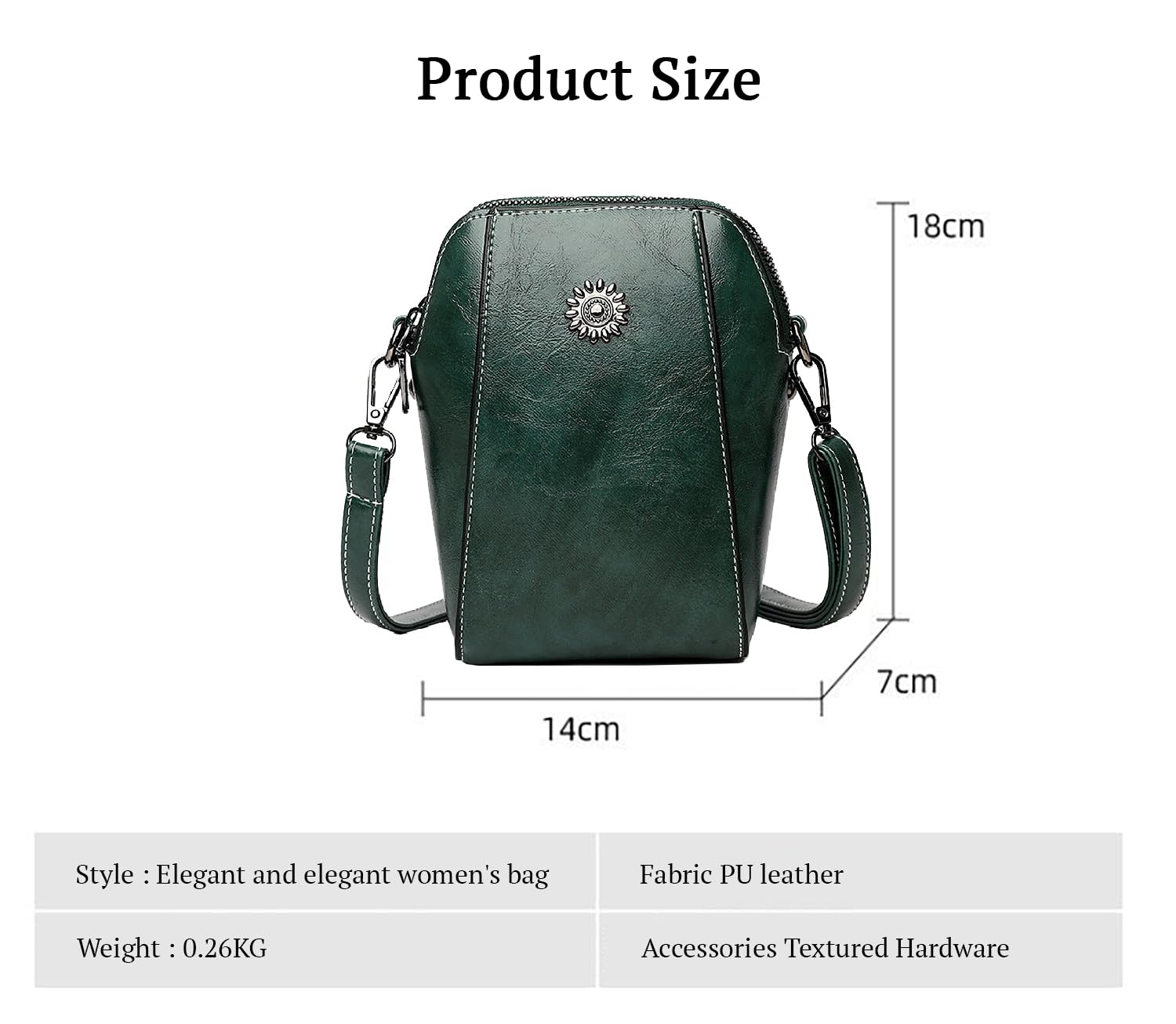 SYGA Women's Soft Leather Crossbody Mini Small Bag Fashion Vertical Style Small Mobile Phone Bag(Dark Green)