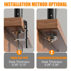 ZORBES® Monitor Mount for 17-38 Inch Screens 360 Degree Adjustable Alloy Steel Monitor Stand No Drill Desk Clamp Ergonomic Screen Holder with Cable Slot 10kg Capacity