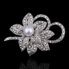 SYGA Brooch Pearl Fashion Crystal Rhinestone Jewellery Pin Vintage Accessories Decoration Clothing Brooches for Bridal Women Girl - Pearl White