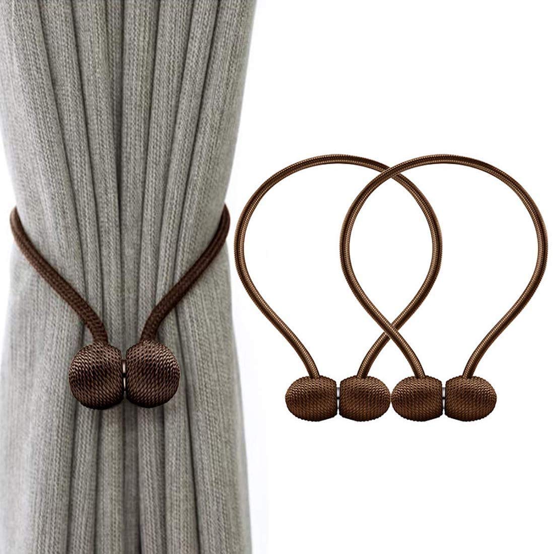 Syga 2Pcs Curtain Tiebacks 46cm Curtain Clip Rope Holdbacks Classy Decorative Pearl Holder Buckles for Home Hotel Window Draperies Rope Ties Office Living Bedroom Decoration- Pack of 2, Beige