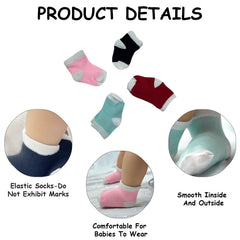 MOMISY Multicolor Stretchable Cotton BlendTube Boat Socks 4 Pairs for Baby Boys and Girls-0 to 6 months