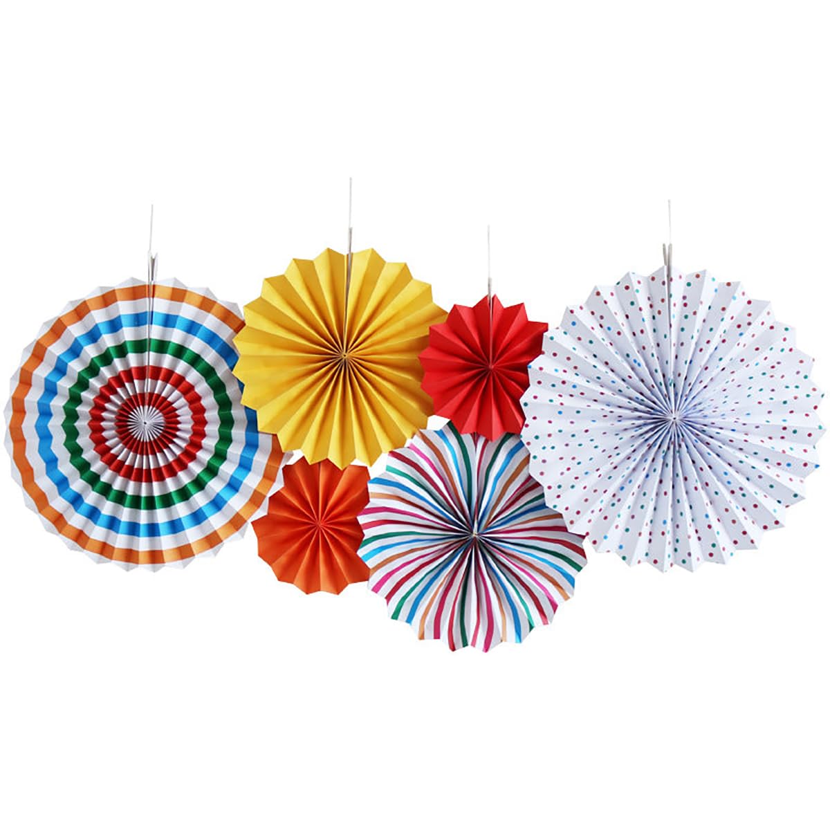 SYGA 6 Pieces of Paper Flower Fan Decoration Background Wall DIY Paper Fan Flower Ball Set(Colorful White)