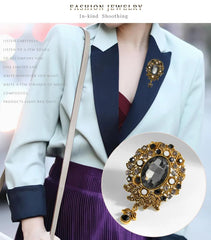 SYGA Brooch Pin Fashion Crystal Rhinestone Jewellery Pin Vintage Clothing Accessories Decoration Pendant Style Brooches for Wedding Women- S60