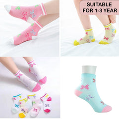MOMISY 5 Pairs Baby Girl Boys Tube Socks Toddlers Infant Solid Color Boat Spring and Autumn Socks Stretch Baby Socks (IN, Age, 12 Months, 3 Years, Multi Bow)