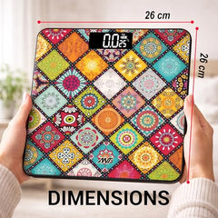 ANT Flora Mandala Digital Personal Weighing Scale for Body Weight | 180kg Capacity | 50g Accuracy | High Precision Strain Sensor | 4mm Tempered Glass | LCD Display | Auto On/Off | 40 Months Warranty