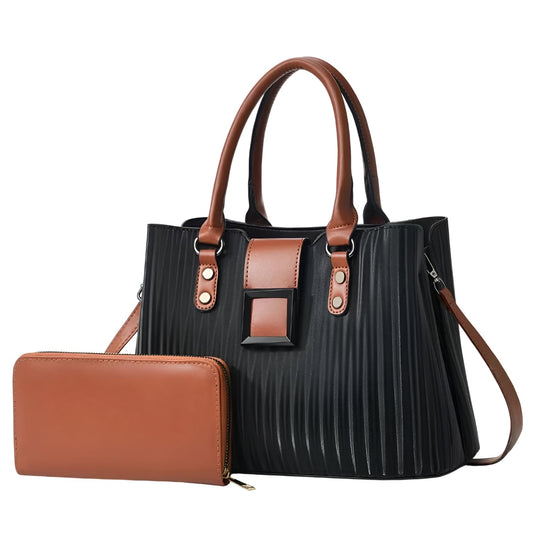 SYGA Pack of 2 Women's Handbag and Clutch Set, Shoulder Bag with Matching Wallet | Macaron-Inspired Stylish Daily Tote