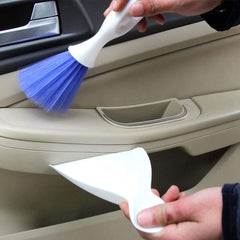 Syga Plastic Auto Car Cleaning Brush Broom with Dustpan Dashboard Outlet Vent Set Keyboard Cleaner Tools, Small, Blue and White