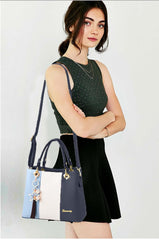 SYGA Handbags for Women with Multiple Internal Pockets in Pretty Color Combination, Women's Satchel Handbag(NAVY BLUE)