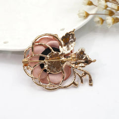 SYGA Women's Floral Brooch Pin with Rhinestones and Pearls (Pink)