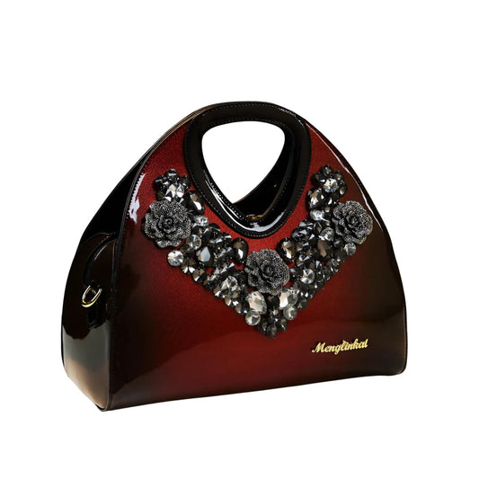 SYGA Women's Gradient Dumpling Bag – Soft Diamond-Embellished Handbag with Zipper Closure – Elegant Daily Shoulder Purse