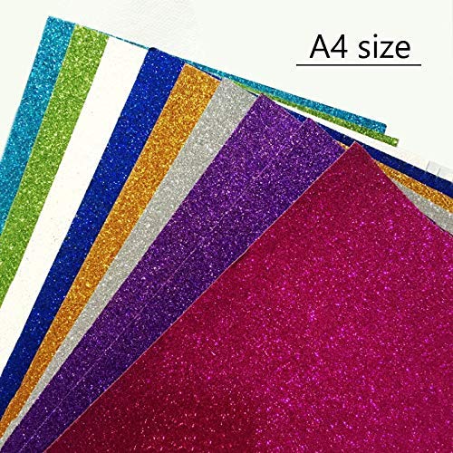 SYGA A4 Foam Glitter Paper, 10 Sheets Glitter Self-Adhesive Sticker Sticky Back Craft Art Sparkling Sign Gemstone Metallic Color for Children's Craft Cutters Art Multicolor