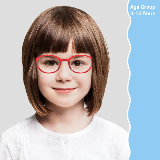SYGA Children's Anti-Blue Light Glasses Retro Round Red Frame Cute Kids Suitable For Age 4 to 12 Years old