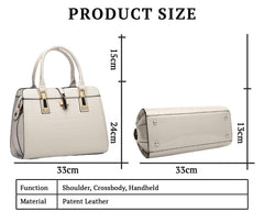 SYGA Leather Hand-Held Crocodile Pattern Women's Bag Single-Slant Handbag(WHITE)