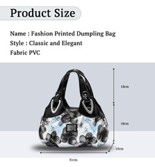 SYGA Women's Printed PU Leather Hobo Bag, Multiple Colors and Patterns, Crossbody Shoulder(BLACK FANTASY BLUE FLOWER)