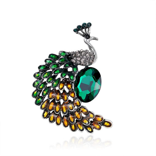 SYGA Brooch Pin Fashion Crystal Rhinestone Jewellery Pin Vintage Clothing Accessories Decoration Retro Crystal Peacock Brooches For Men's & Women- S261