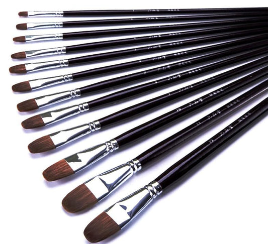 Syga Set of 12 Blue Nylon Soft Bristles Paint Brushes Ideal for Acrylics,Watercolor & Oil