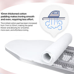 STANSY Foldable Ironing Board with Adjustable Height, Metal Frame, Grey, Padded Surface, Space-Saving Design (Large)