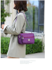 MOMISY Women Mobile Cellphone Messenger Bag Ladies Nylon Shoulder Cross Body Long Strap for College, Outing, Travelling, Work (Small, Purple)